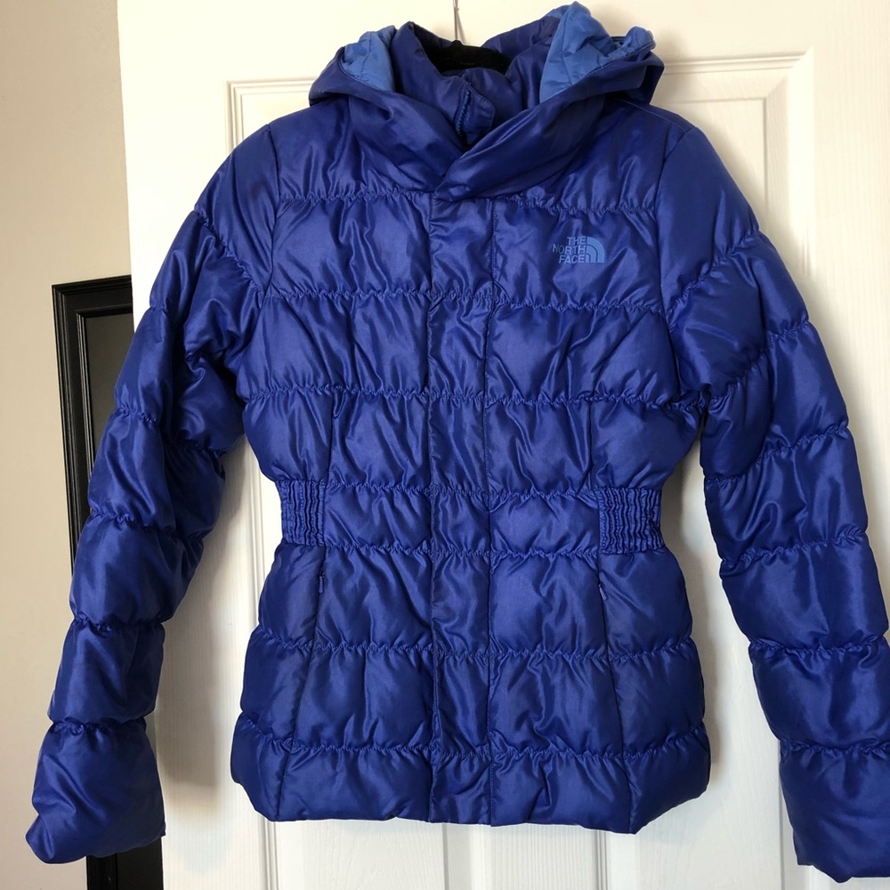 Blue North face winter jacket